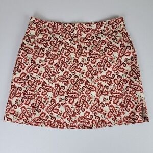 Lady Hagen Women's 8 Red‎ Cream Paisley Grandmillennial Preppy Golf Tennis Skort
